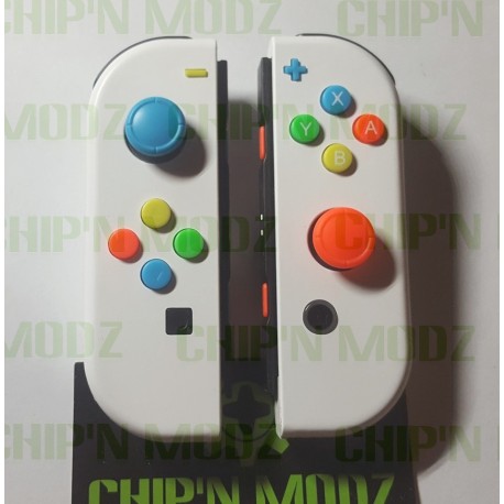 Joy-con Custom - Blanc & néon - Remis à neuf