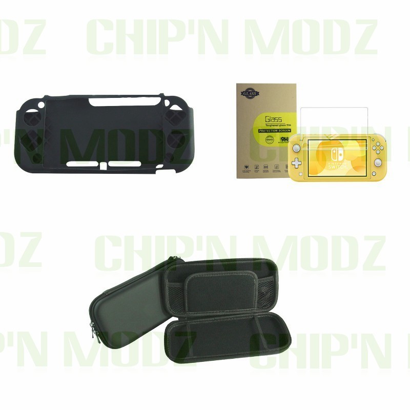 Pack 3 accessoires Switch Lite - Silicone, verre trempé & sacoche !