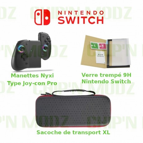 Pack accessoire "Deluxe" - Switch OLED - Manette Nyxi + sacoche + verre trempé