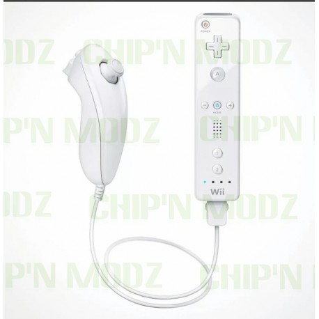 Wiimote + Nunchuck - BLANC - Officiel, occasion