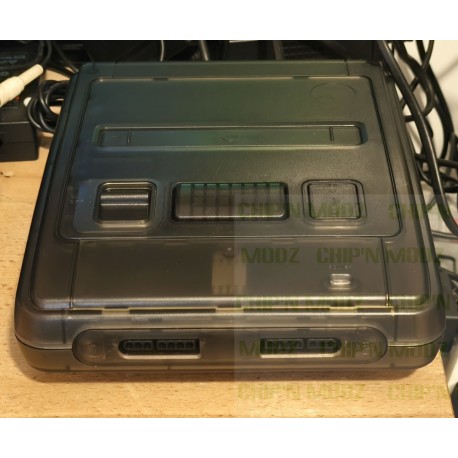Super Nintendo Switchless - Super CIC, uIGR & Patch D4 - Coque NEUVE noir transparent